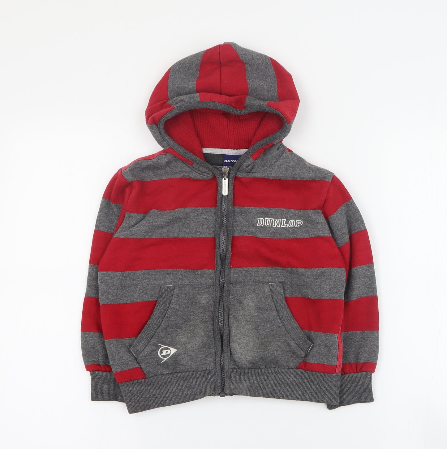 Dunlop Boys Red Striped Cotton Full Zip Hoodie Size 5-6 Years  Zip