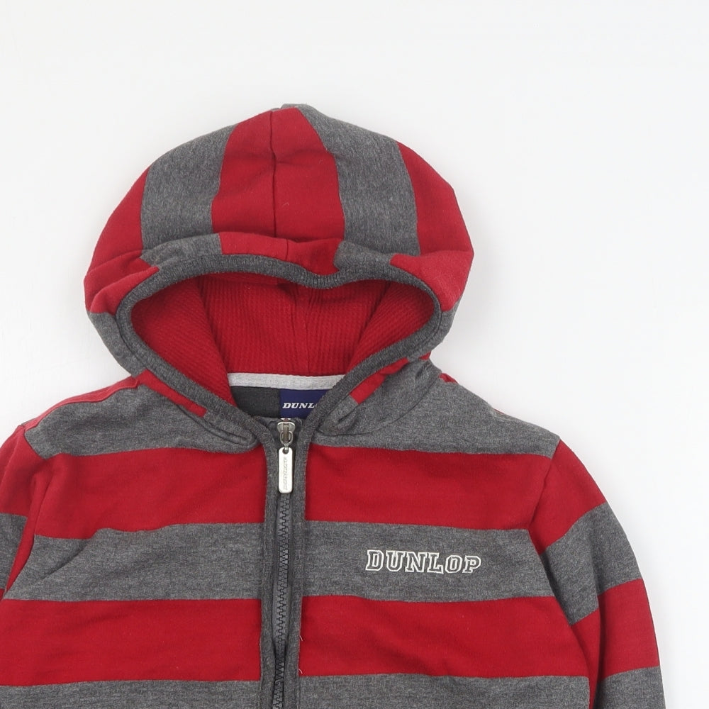 Dunlop Boys Red Striped Cotton Full Zip Hoodie Size 5-6 Years  Zip