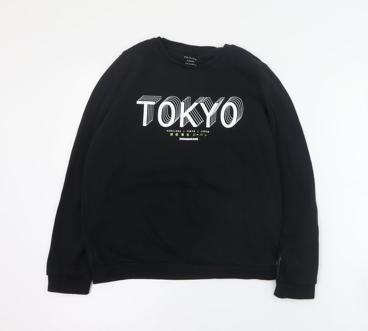 Primark Boys Black  Cotton Pullover Sweatshirt Size 12-13 Years  Pullover