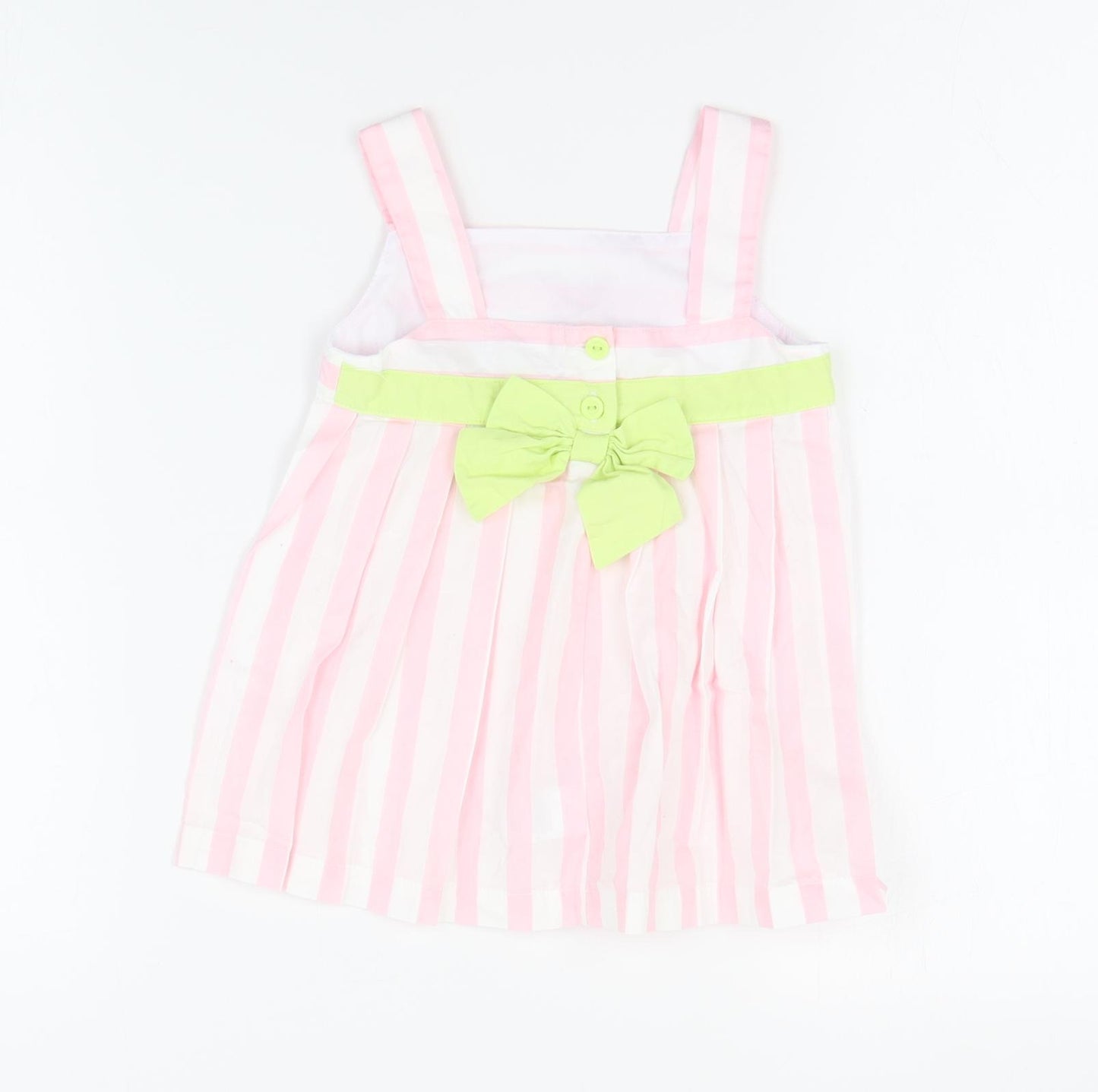 Savannah Baby White Striped Cotton A-Line  Size 18 Months  Square Neck Button