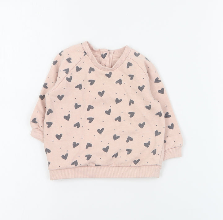 Matalan Baby Pink  Cotton Pullover Jumper Size 3-6 Months  Button