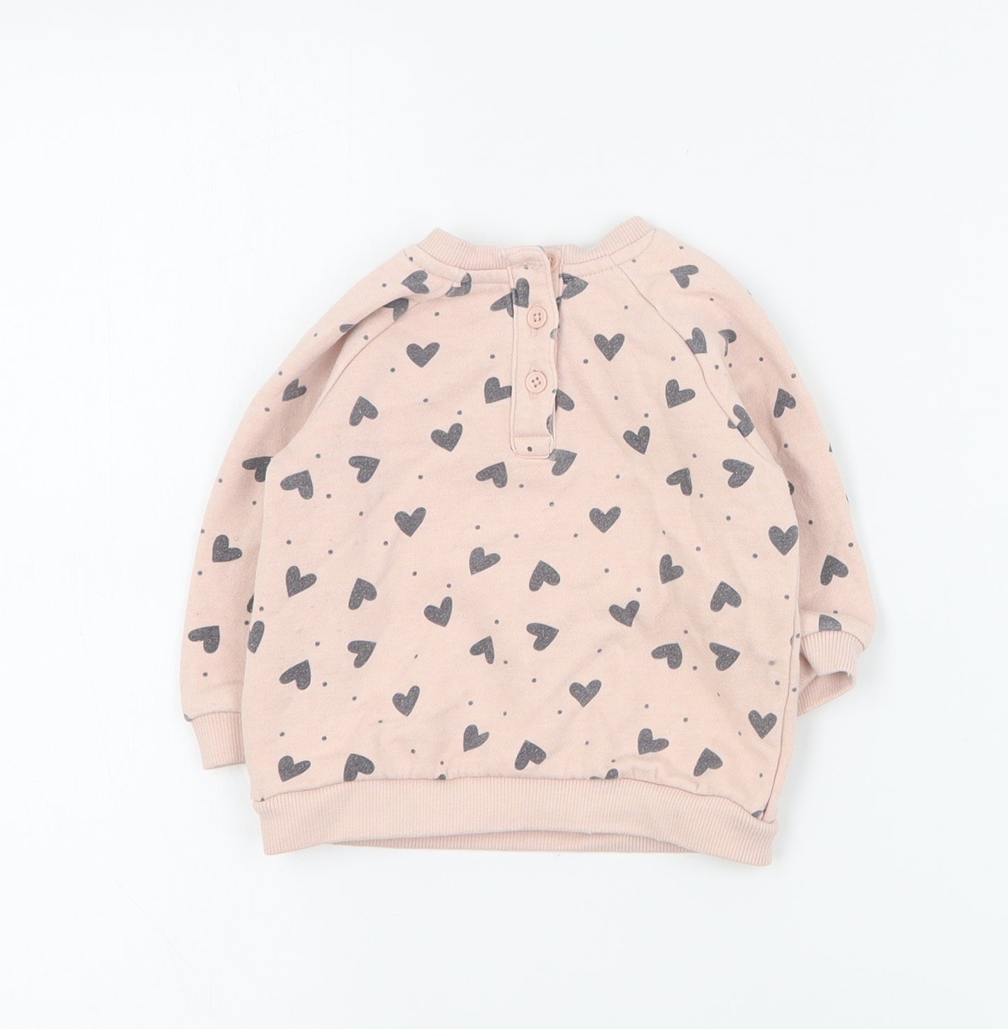 Matalan Baby Pink  Cotton Pullover Jumper Size 3-6 Months  Button