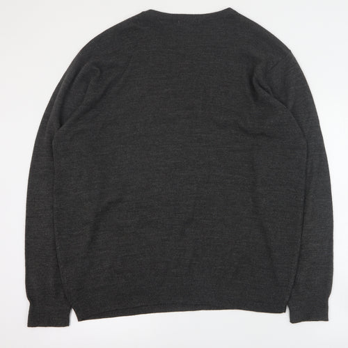 Capsule Mens Grey V-Neck  Acrylic Pullover Jumper Size XL