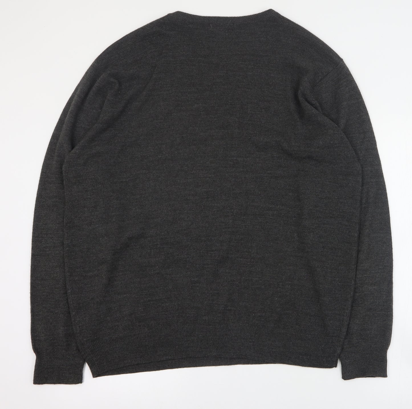 Capsule Mens Grey V-Neck  Acrylic Pullover Jumper Size XL