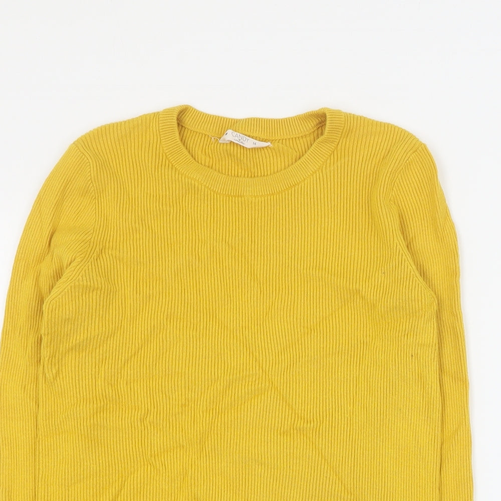 Candy Couture Girls Yellow Round Neck  Viscose Pullover Jumper Size 14 Years  Pullover