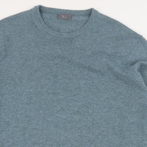 TU Mens Blue Round Neck  Wool Pullover Jumper Size 2XL