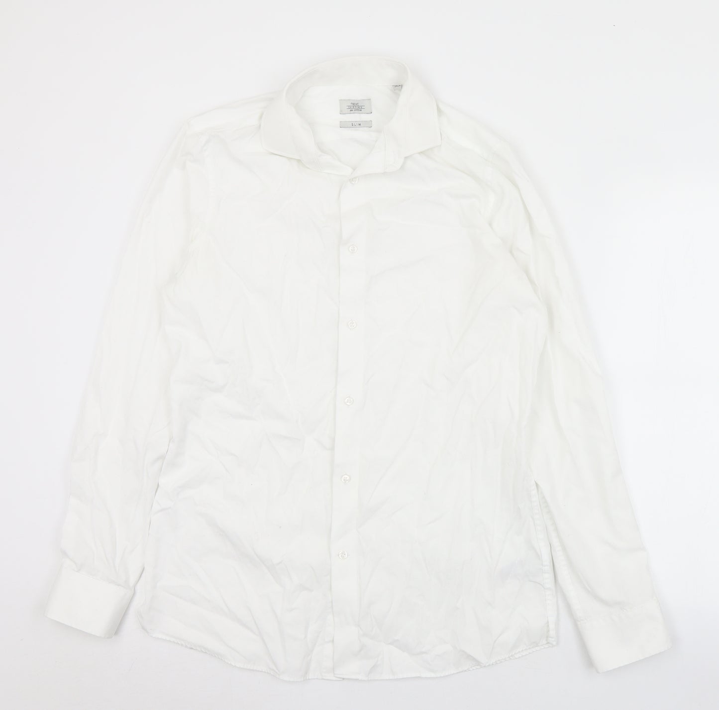 NEXT Mens White  Cotton  Dress Shirt Size 15.5 Collared Button