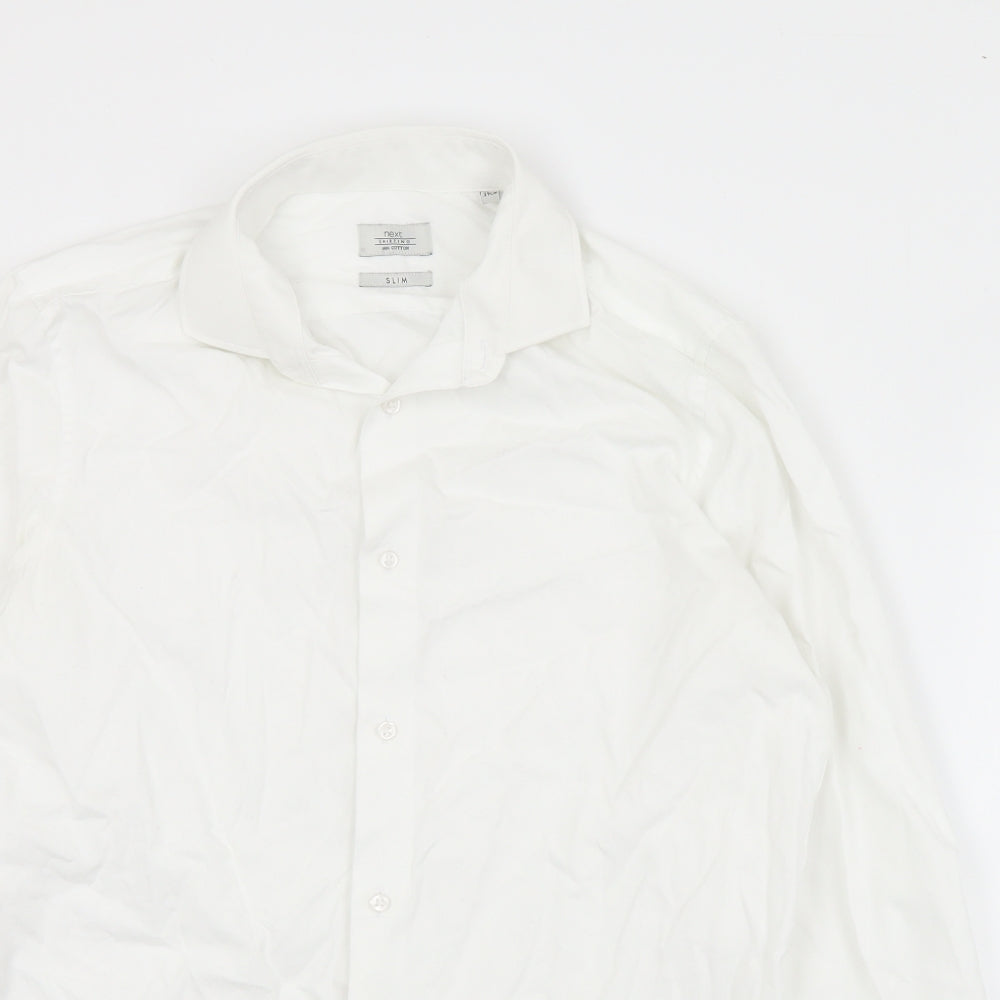 NEXT Mens White  Cotton  Dress Shirt Size 15.5 Collared Button