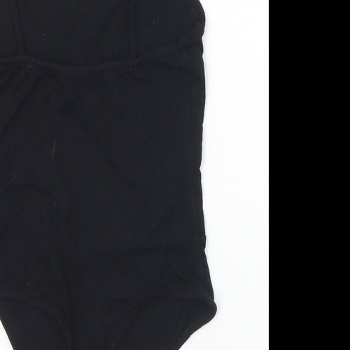 PRETTYLITTLETHING Womens Black  Viscose Bodysuit One-Piece Size 10  Snap