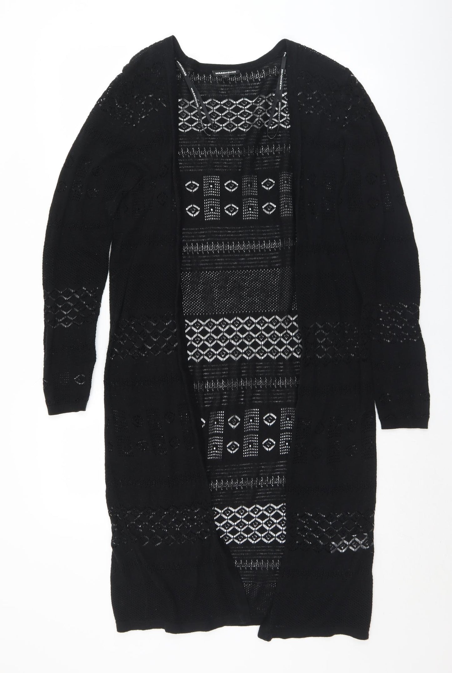 Warehouse Womens Black Collared  Acrylic Cardigan Jumper Size M