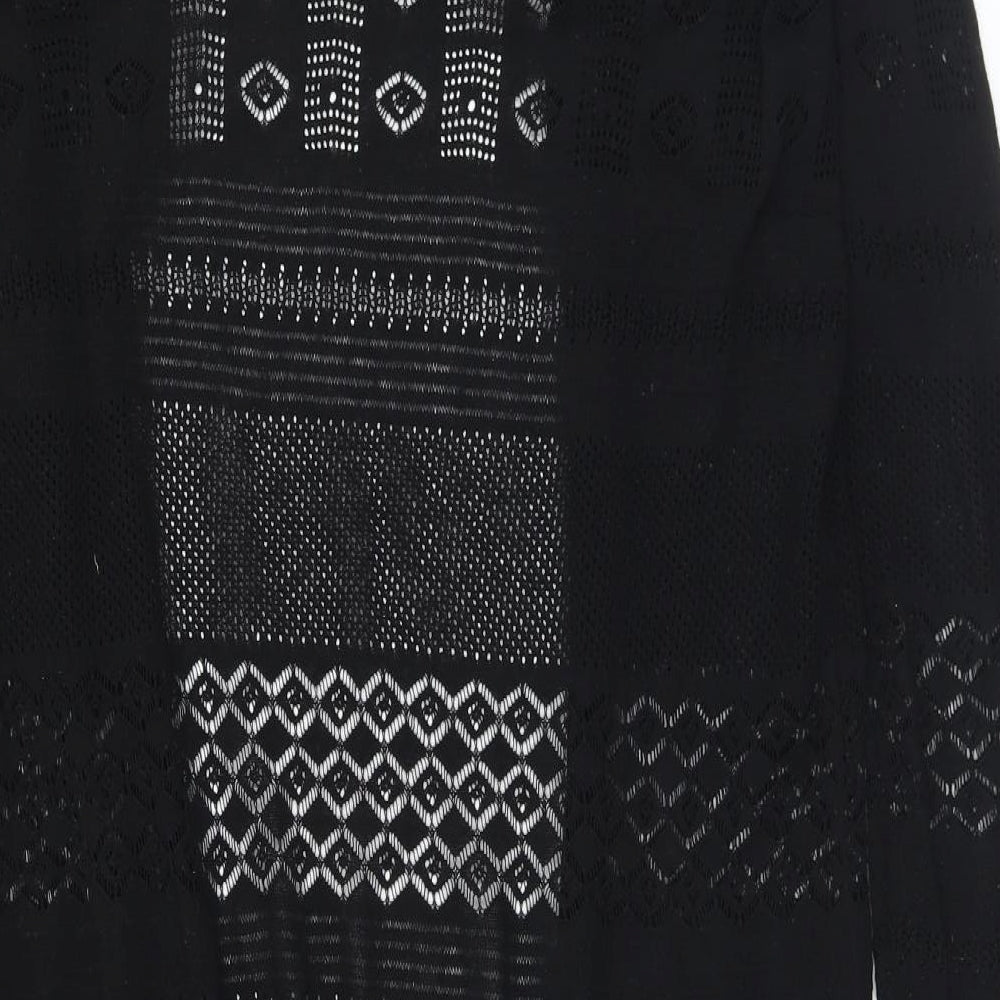 Warehouse Womens Black Collared  Acrylic Cardigan Jumper Size M