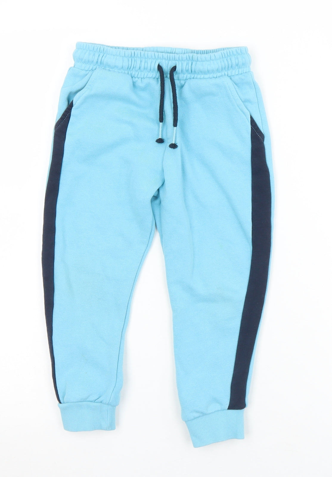 F&F Boys Blue  Cotton Jogger Trousers Size 3-4 Years  Regular Drawstring