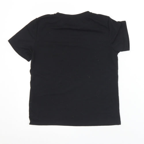 SheIn Girls Black  Polyester Basic T-Shirt Size 8 Years Crew Neck  - Christmas