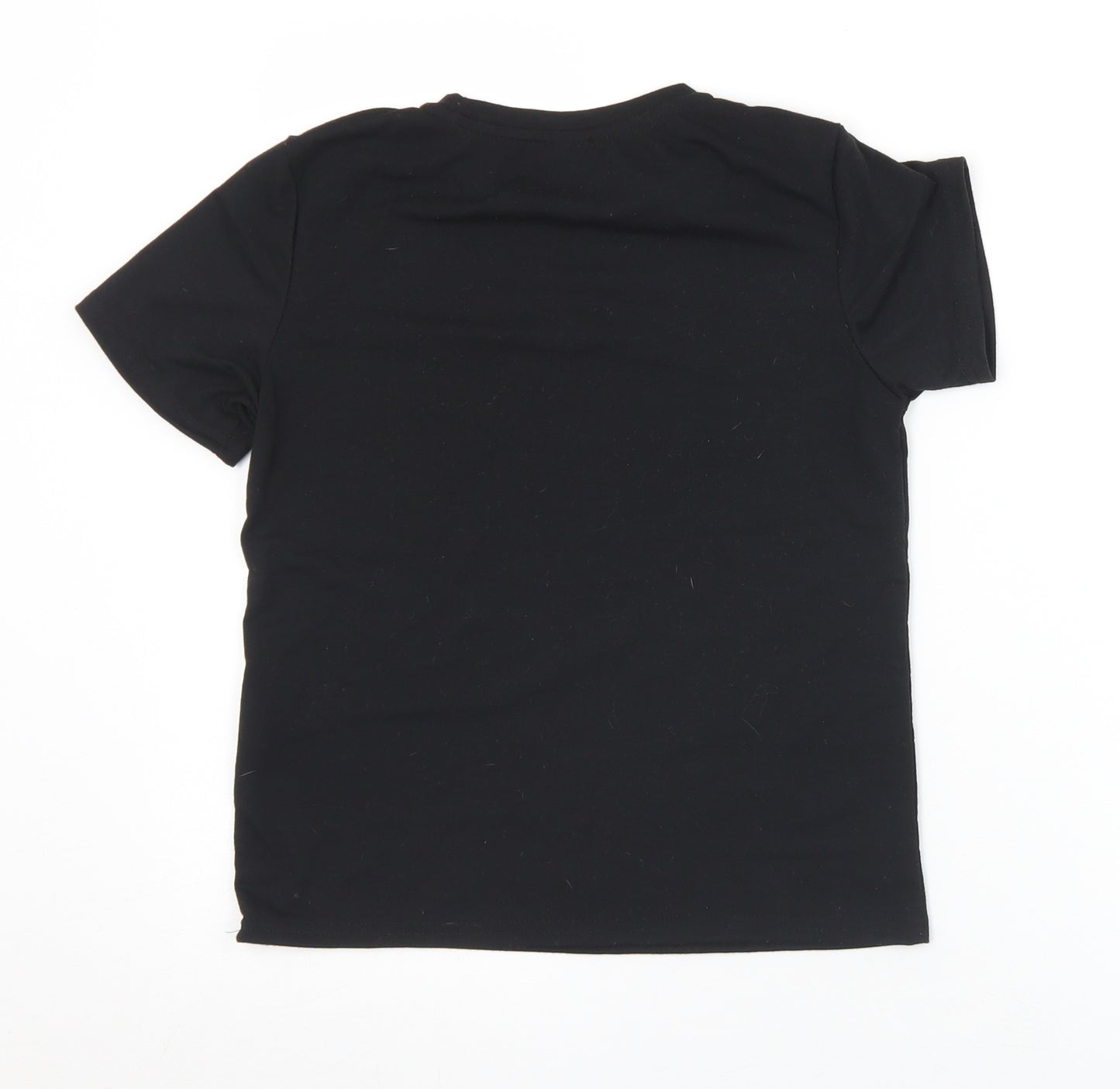 SheIn Girls Black  Polyester Basic T-Shirt Size 8 Years Crew Neck  - Christmas