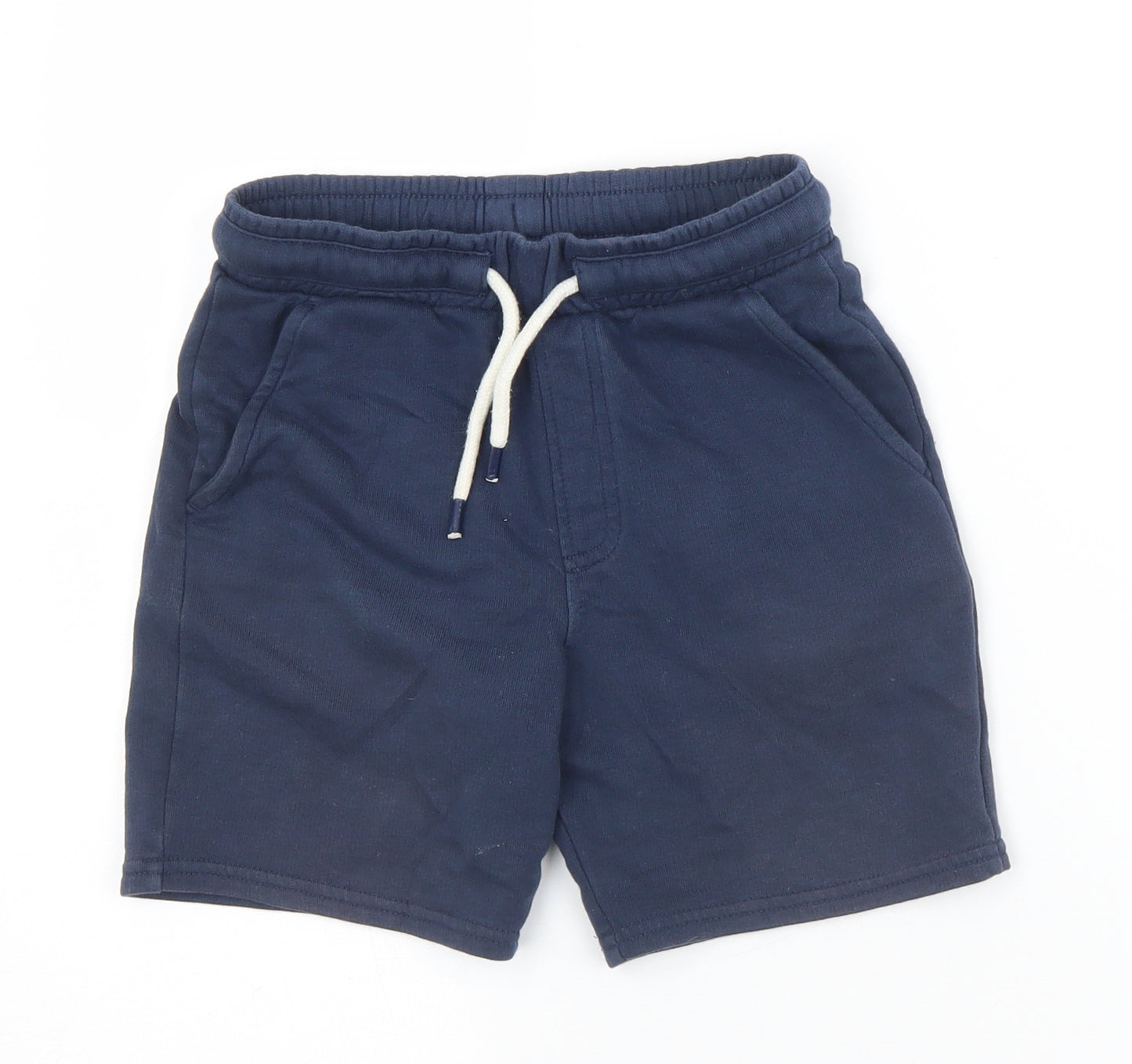 Marks and Spencer Boys Blue  Cotton Sweat Shorts Size 6-7 Years  Regular Drawstring