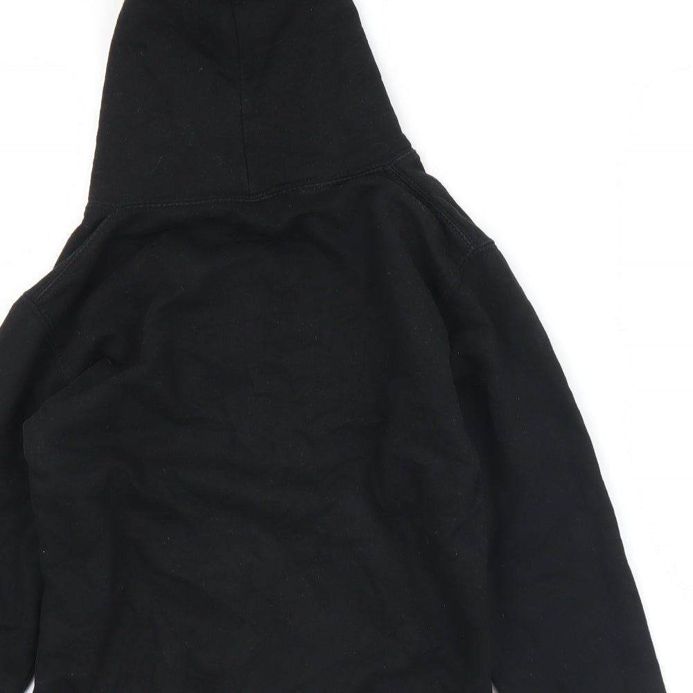 Just Hoods Boys Black  Cotton Pullover Hoodie Size 9 Years   - Face