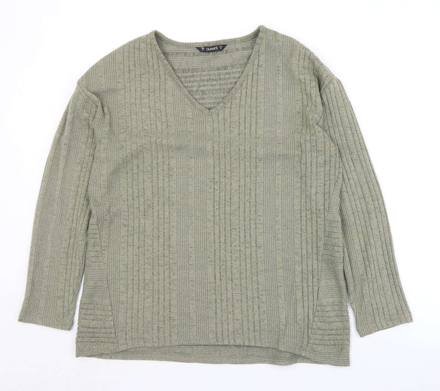 Dunnes Stores Womens Green V-Neck  Polyester Pullover Jumper Size M