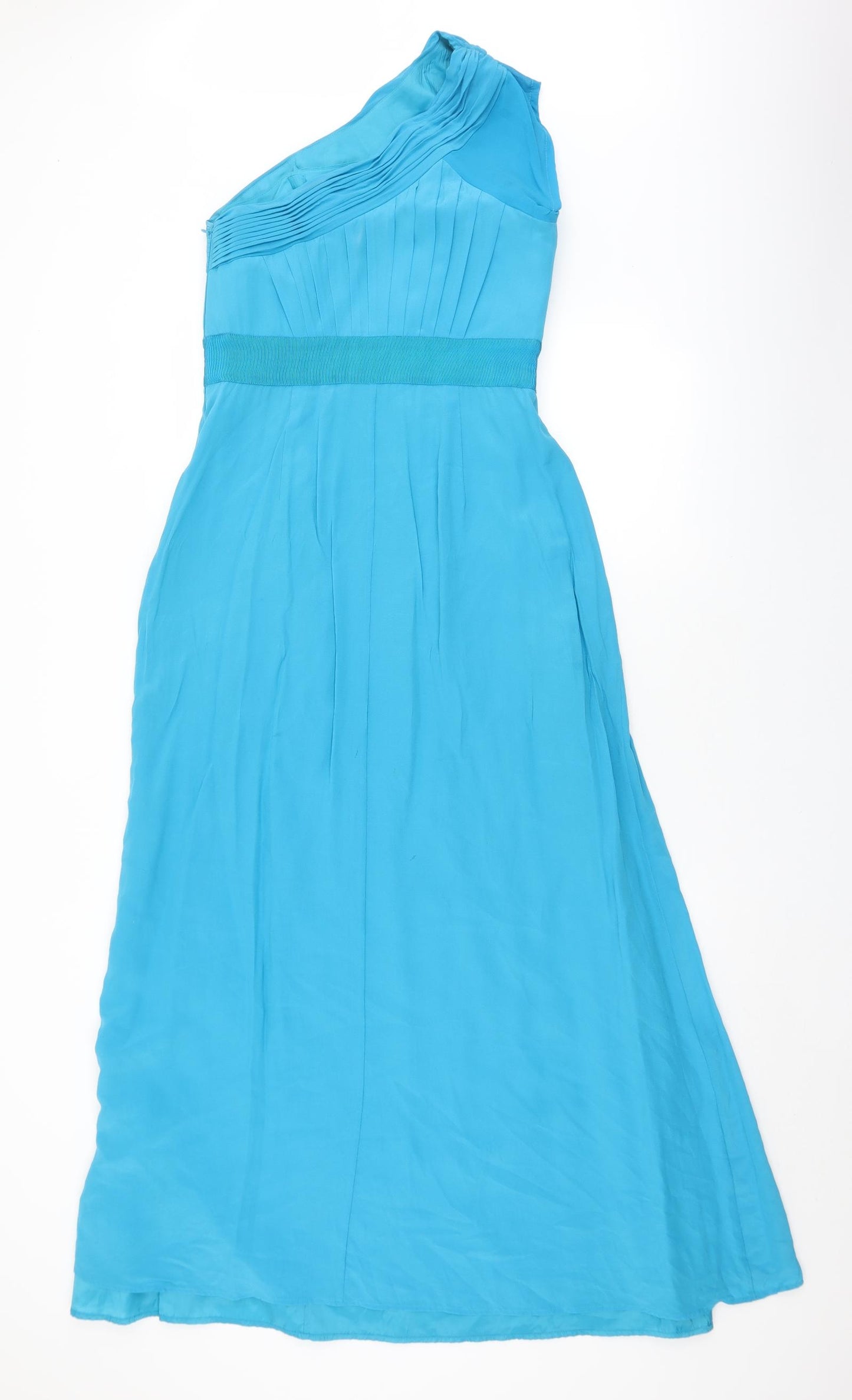 Monsoon Womens Blue  Silk Ball Gown  Size 12  One Shoulder Zip