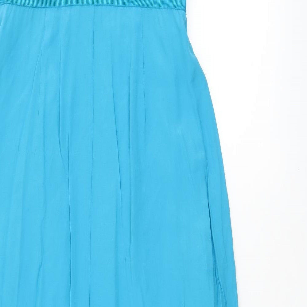 Monsoon Womens Blue  Silk Ball Gown  Size 12  One Shoulder Zip