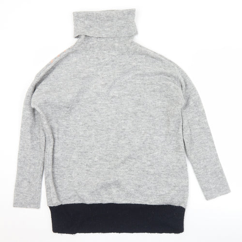River Island Womens Grey Roll Neck  Acrylic Pullover Jumper Size S