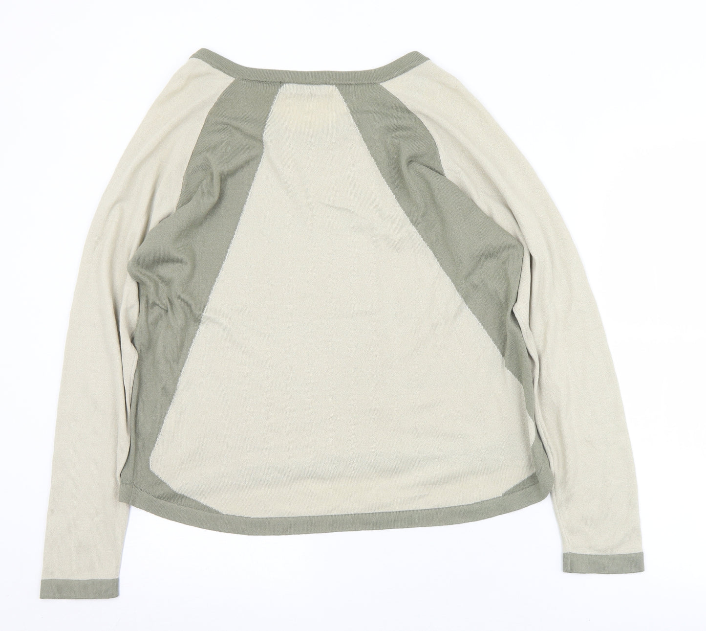 Fransa Womens Beige Round Neck  Acrylic Pullover Jumper Size L