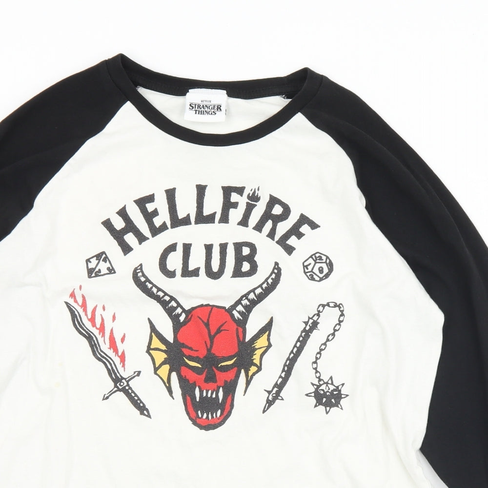 Stranger Things Mens White  Cotton  T-Shirt Size M Crew Neck  - Stranger Things