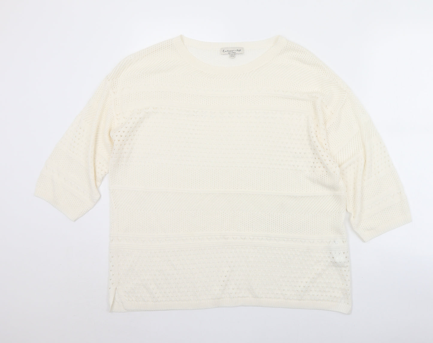 F&F Womens Ivory Crew Neck  Acrylic Pullover Jumper Size 18