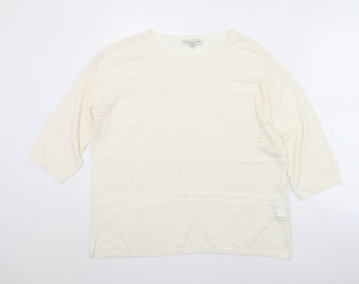 F&F Womens Ivory Crew Neck  Acrylic Pullover Jumper Size 18