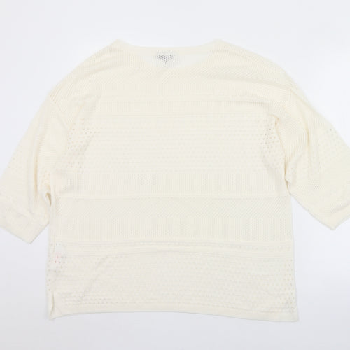 F&F Womens Ivory Crew Neck  Acrylic Pullover Jumper Size 18