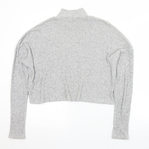 Topshop Womens Grey Mock Neck  Viscose Pullover Jumper Size 10   - Cropped