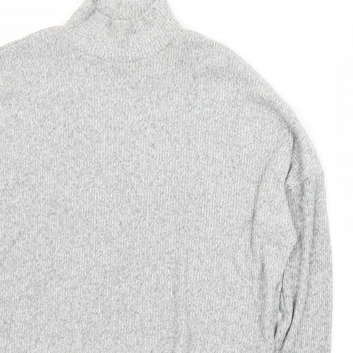 Topshop Womens Grey Mock Neck  Viscose Pullover Jumper Size 10   - Cropped