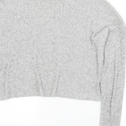 Topshop Womens Grey Mock Neck  Viscose Pullover Jumper Size 10   - Cropped