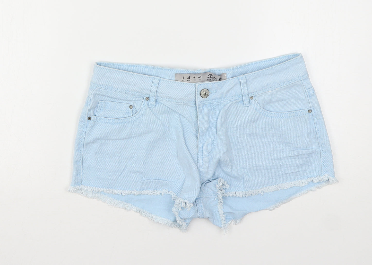 Denim Co Womens Blue  Cotton Cut-Off Shorts Size 8 L3 in Regular Button