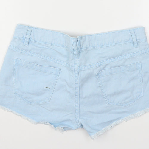 Denim Co Womens Blue  Cotton Cut-Off Shorts Size 8 L3 in Regular Button