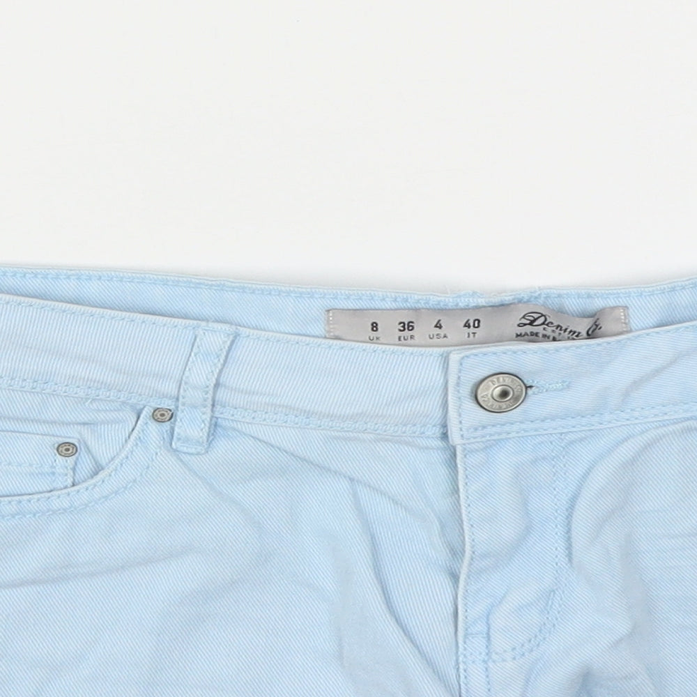 Denim Co Womens Blue  Cotton Cut-Off Shorts Size 8 L3 in Regular Button