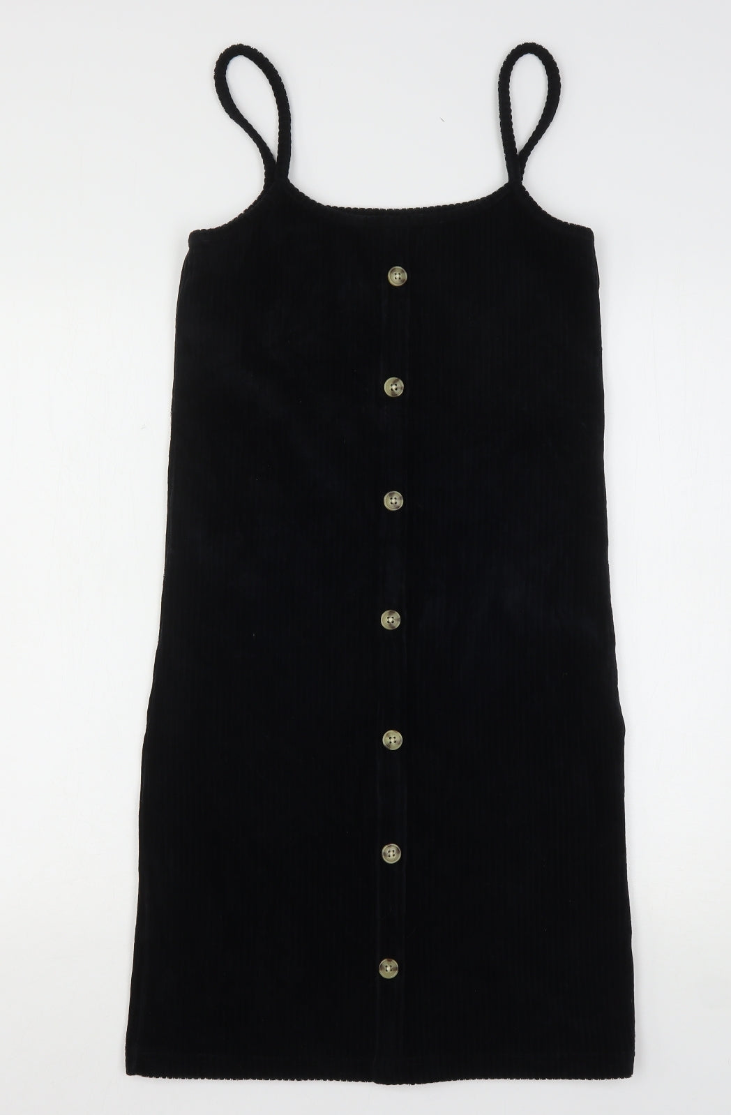 Denim & Co. Girls Black  Cotton Tank Dress  Size 13-14 Years  Round Neck