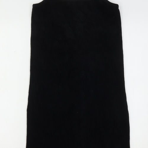 Denim & Co. Girls Black  Cotton Tank Dress  Size 13-14 Years  Round Neck