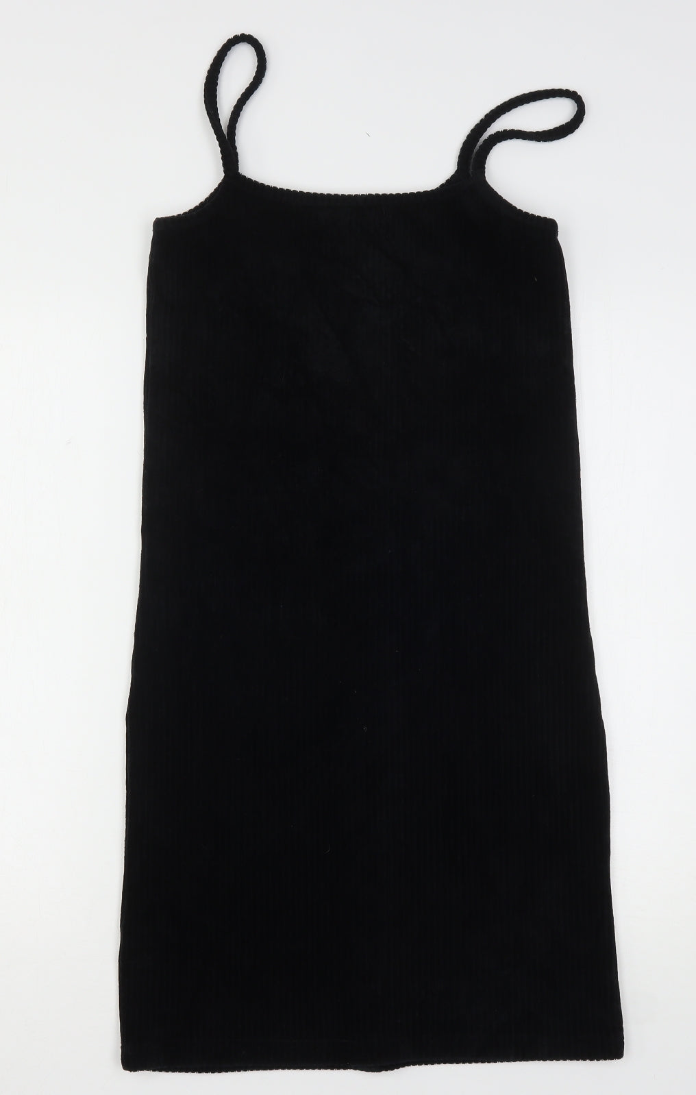 Denim & Co. Girls Black  Cotton Tank Dress  Size 13-14 Years  Round Neck