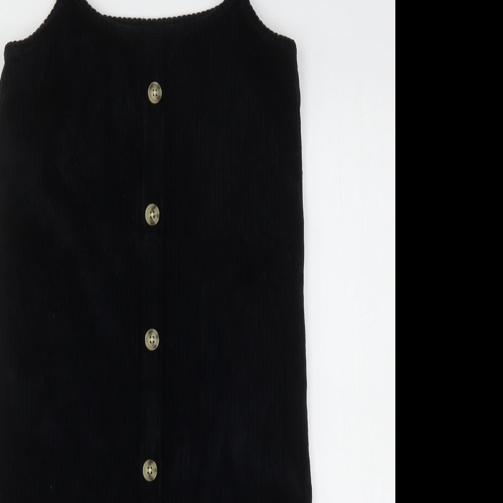 Denim & Co. Girls Black  Cotton Tank Dress  Size 13-14 Years  Round Neck