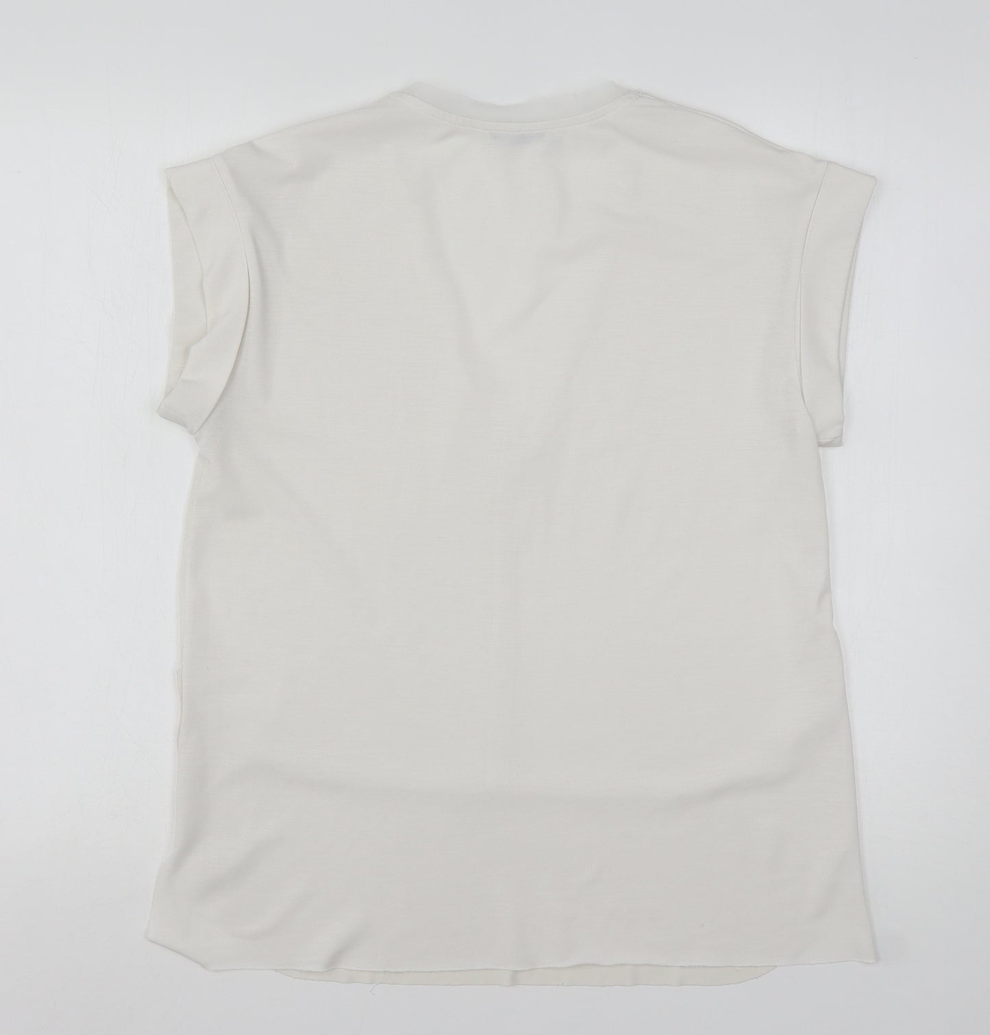Zara Womens White  Polyester Basic Blouse Size S V-Neck