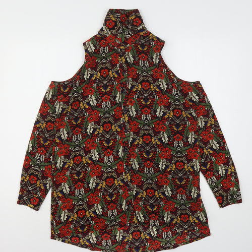 Glamorous Womens Multicoloured Floral Polyester Basic Button-Up Size 6 Collared