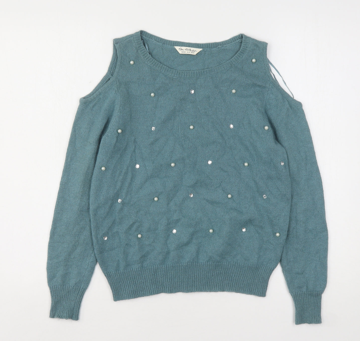 Miss Selfridge Womens Green Round Neck  Viscose Pullover Jumper Size 8