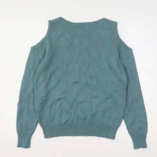 Miss Selfridge Womens Green Round Neck  Viscose Pullover Jumper Size 8