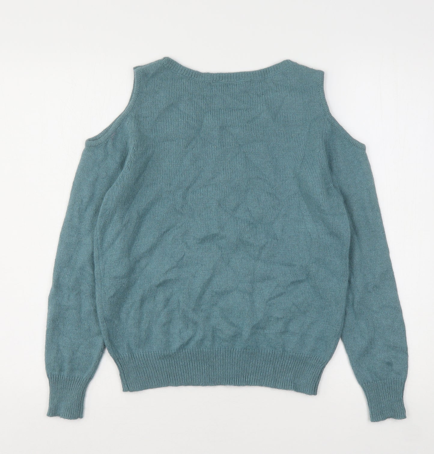 Miss Selfridge Womens Green Round Neck  Viscose Pullover Jumper Size 8