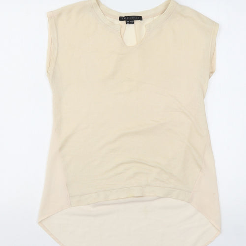 Gate  Womens Beige  Polyester Basic Blouse Size M V-Neck