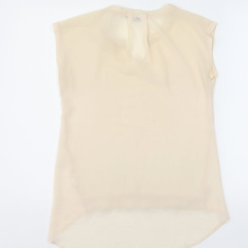 Gate  Womens Beige  Polyester Basic Blouse Size M V-Neck