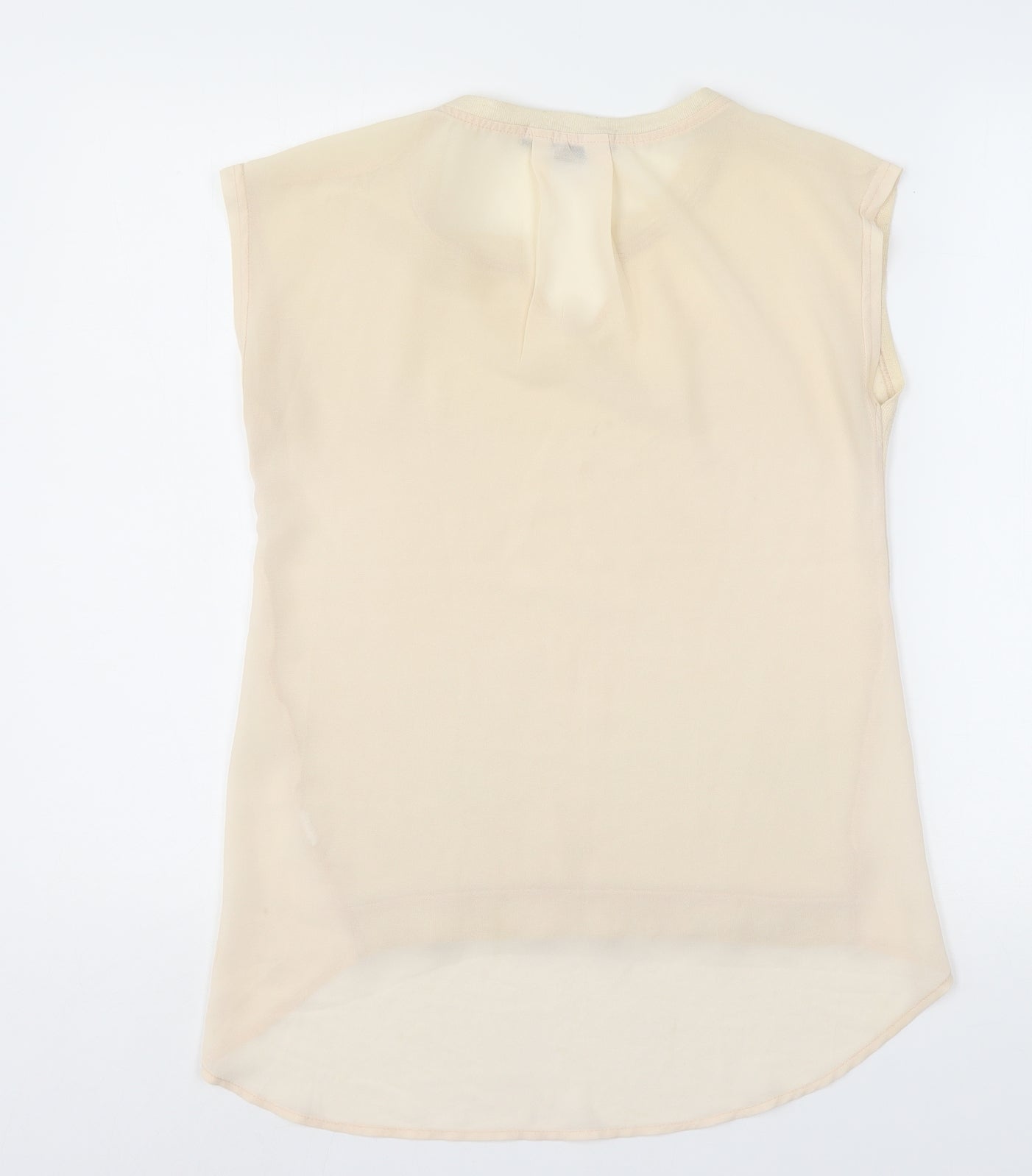 Gate  Womens Beige  Polyester Basic Blouse Size M V-Neck