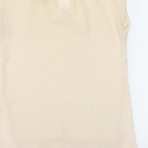 Gate  Womens Beige  Polyester Basic Blouse Size M V-Neck