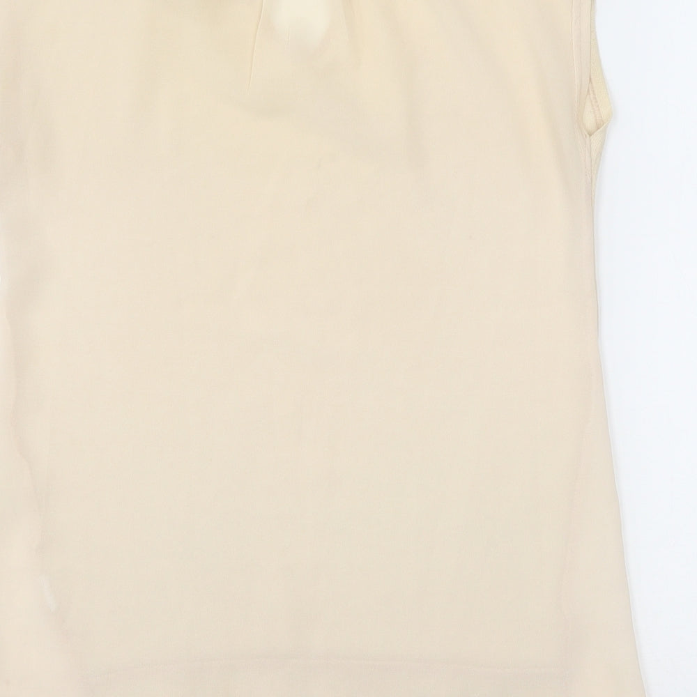 Gate  Womens Beige  Polyester Basic Blouse Size M V-Neck