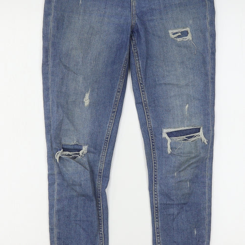Marks and Spencer Womens Blue  Cotton Skinny Jeans Size 8 L28 in Regular